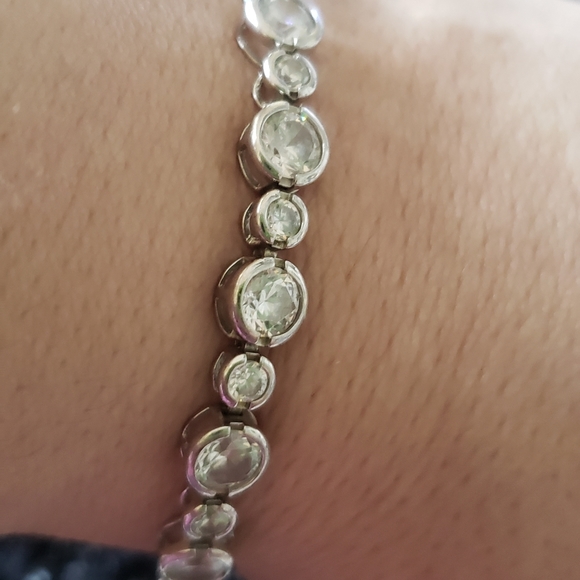 8 inch, Diamonelle Tennis Bracelet, 925 Silver, Tongue/Groove Dbl Figure 8 lock - Picture 3 of 11